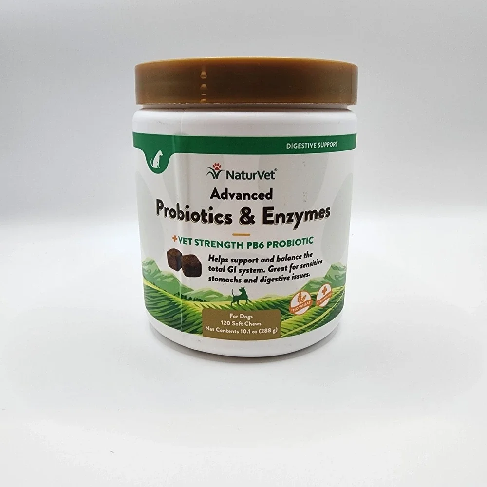 NaturVet Advanced Probiotics & Enzymes PB6 Soft Chews 120 Count Dog Digestive...